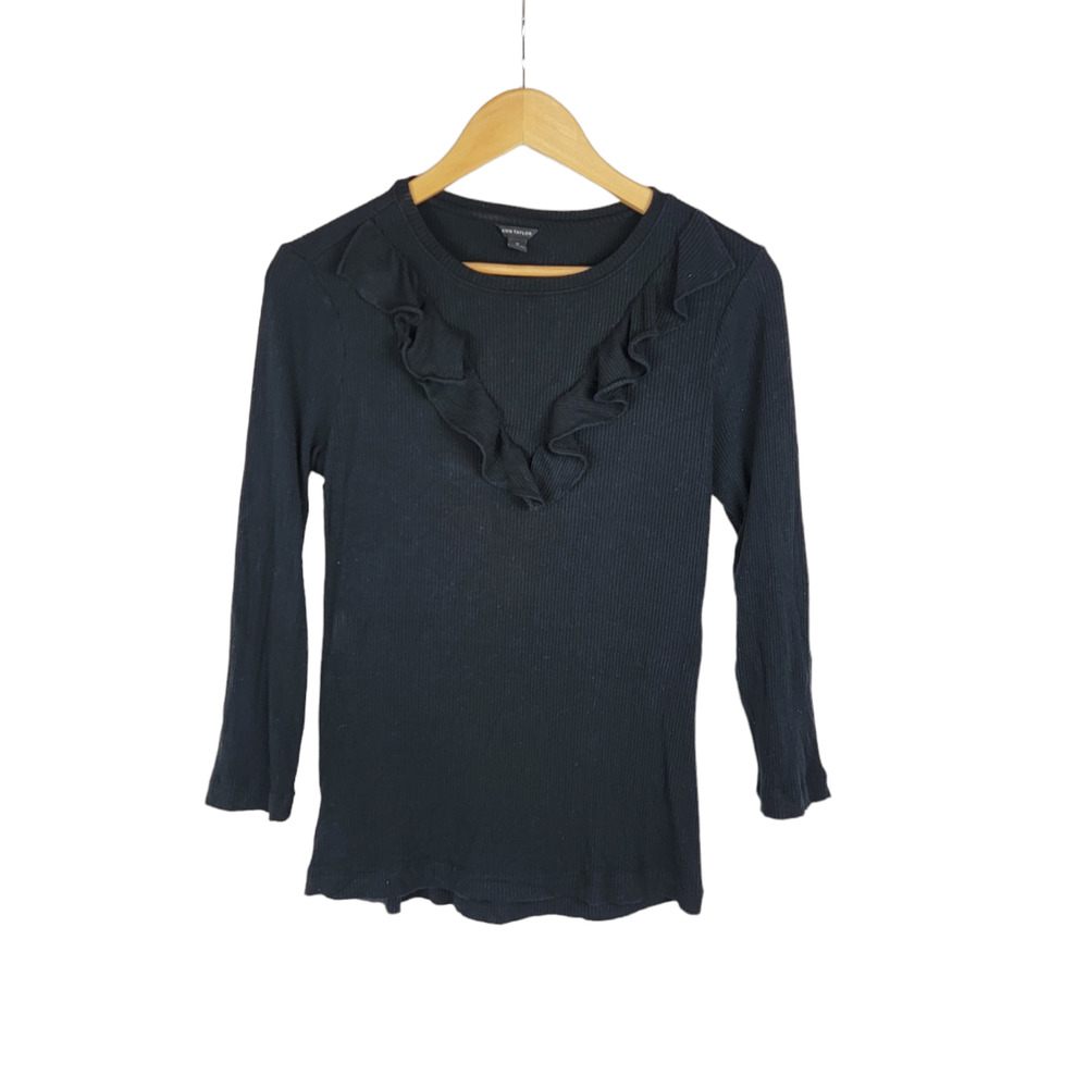 Ann Taylor Black Ruffle Sweater M